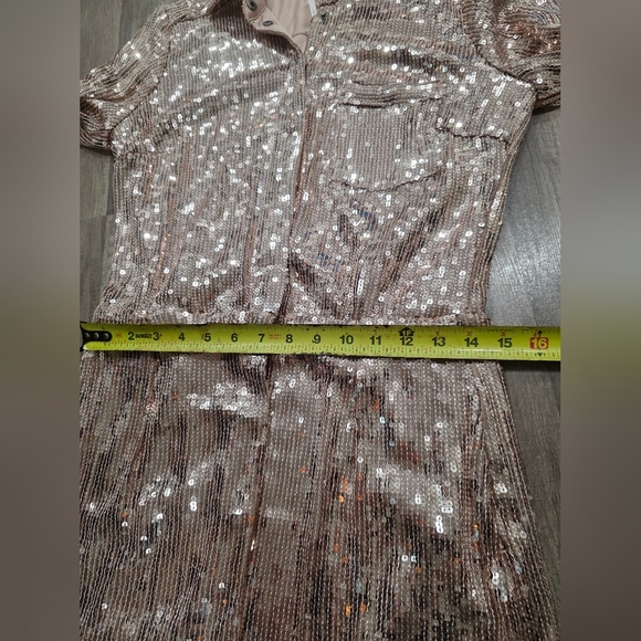 Free People Sophie Sequin Mini Shirt Dress Champagne Gold New Boho Festival Y2K - Picture 11 of 16